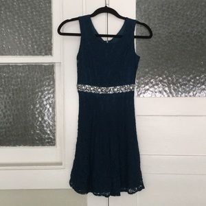 Girls navy lace dress size 14, worn once